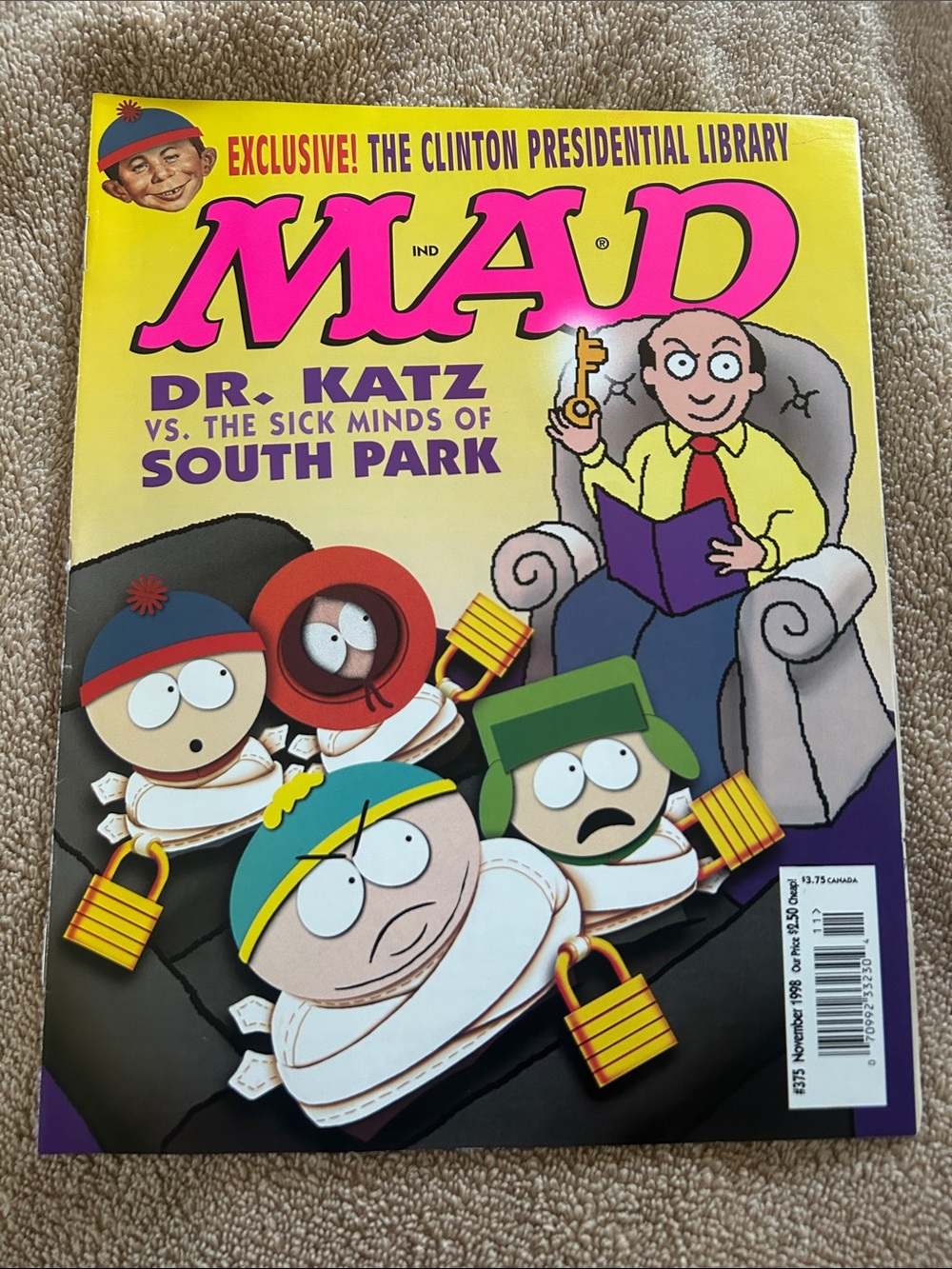 MAD Magazine #375 a spoof Dr Katz and characters from South Park